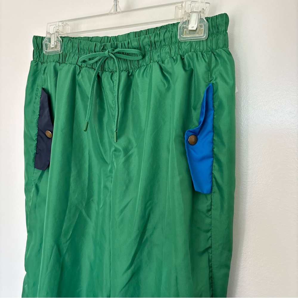 STAUD Green Track Pants with Navy Pocket Accents - Picture 7 of 14